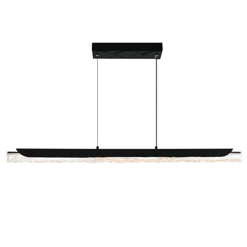 Valira Integrated LED 48in Black Chandelier with Handcrafted Glass — CWI Lighting LED Pendant Lights  