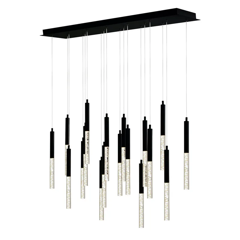 Dragonswatch Integrated LED 48in 18 Pendant Black Chandelier — CWI Lighting LED Pendant Lights  