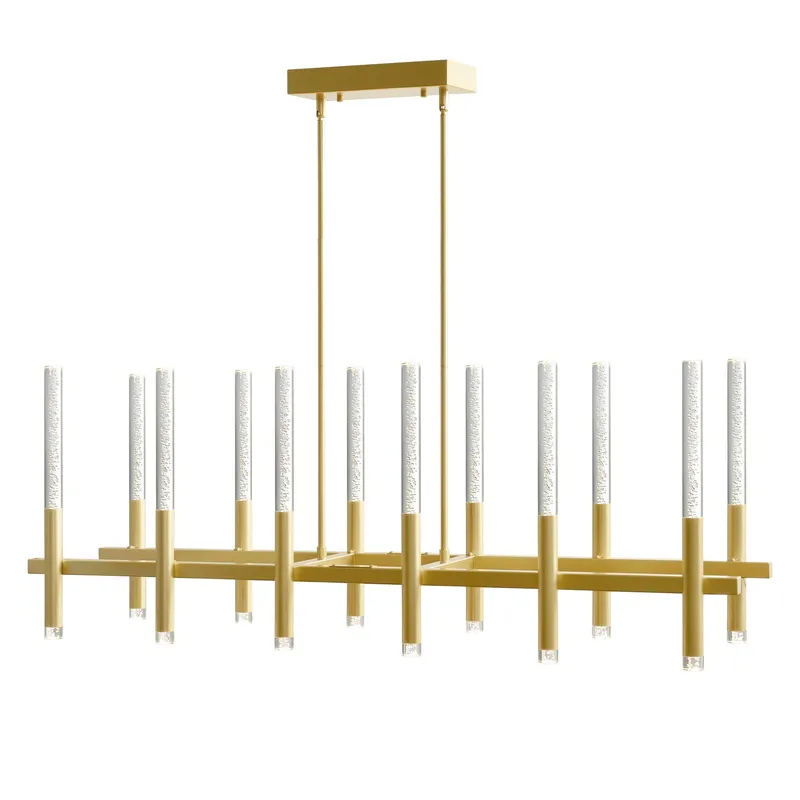 Dragonswatch Integrated LED 48in 12 Pendant Satin Gold Chandelier — CWI Lighting LED Pendant Lights  