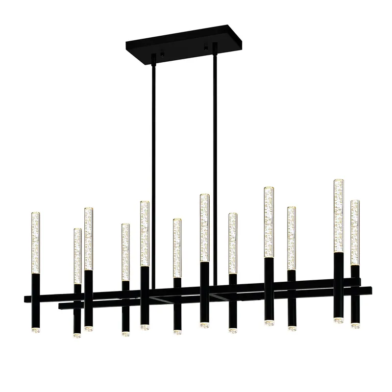 Dragonswatch Integrated LED 48in 12 Pendant Black Chandelier — CWI Lighting LED Pendant Lights  