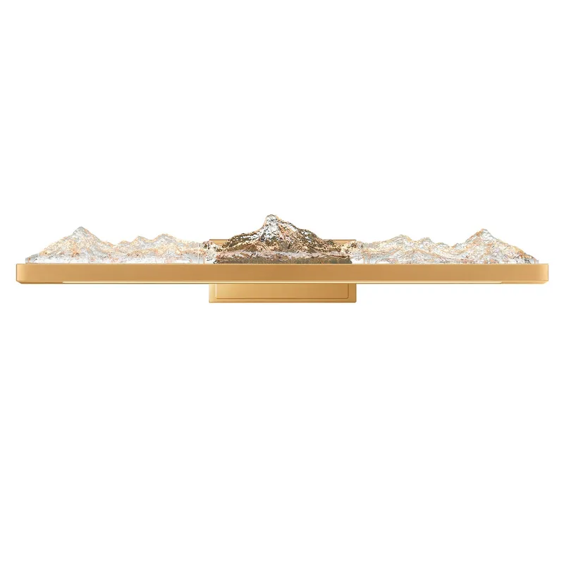 Himalayas Integrated LED 36in Brass Vanity Light with Handcrafted Glass — CWI Lighting LED Wall Lights  