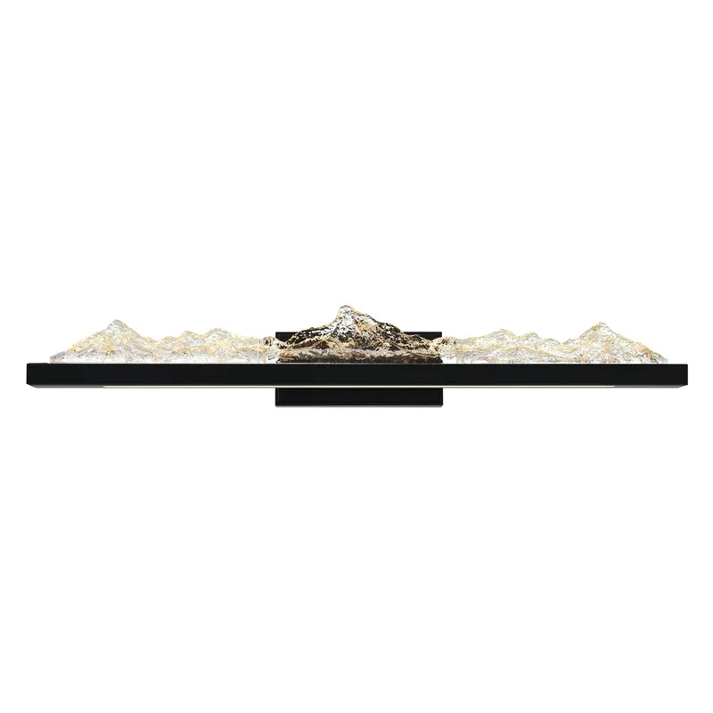 Himalayas Integrated LED 36in Black Vanity Light with Handcrafted Glass — CWI Lighting LED Wall Lights  