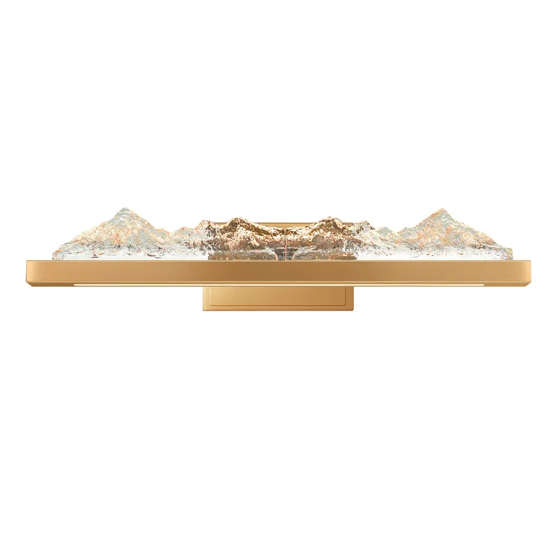 Himalayas Integrated LED 26in Brass Vanity Light with Handcrafted Glass — CWI Lighting LED Wall Lights  