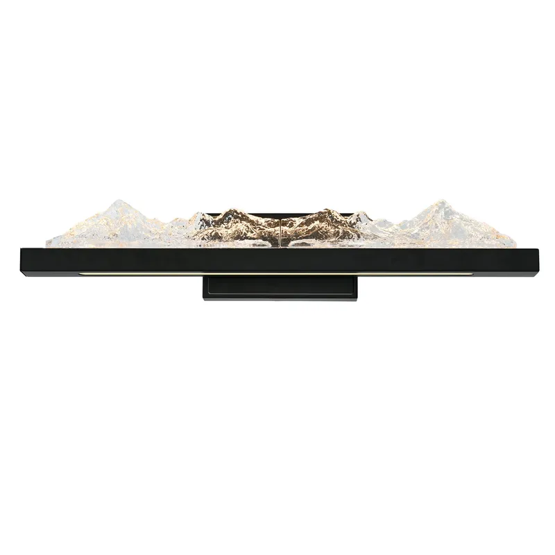 Himalayas Integrated LED 26in Black Vanity Light with Handcrafted Glass — CWI Lighting LED Wall Lights  