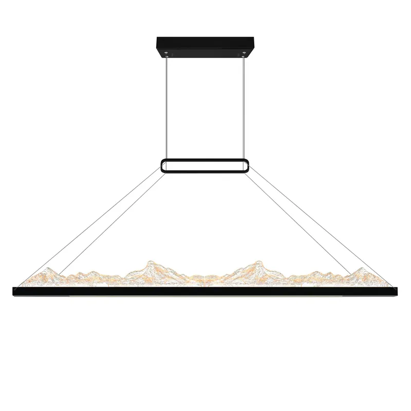 Himalayas Integrated LED 48in Black Chandelier with Handcrafted Glass — CWI Lighting LED Pendant Lights  