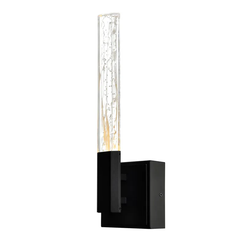 Greta Integrated LED 5in Black Wall Light with Handcrafted Glass — CWI Lighting LED Wall Lights  