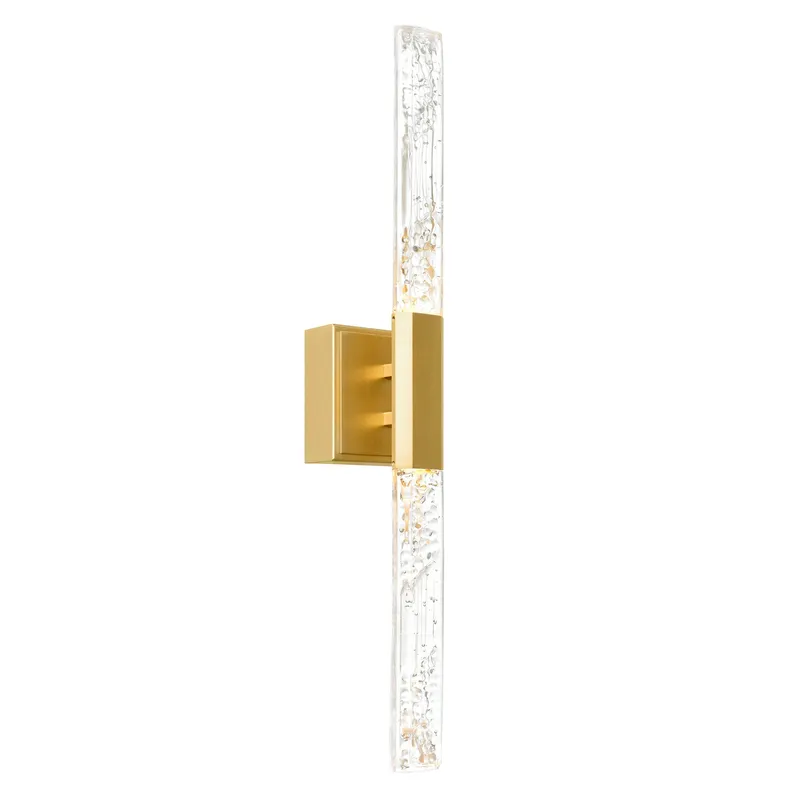Greta Integrated LED 24in Brass Vanity Light with Handcrafted Glass — CWI Lighting LED Wall Lights  