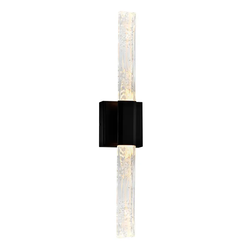 Greta Integrated LED 24in Black Vanity Light with Handcrafted Glass — CWI Lighting LED Wall Lights  