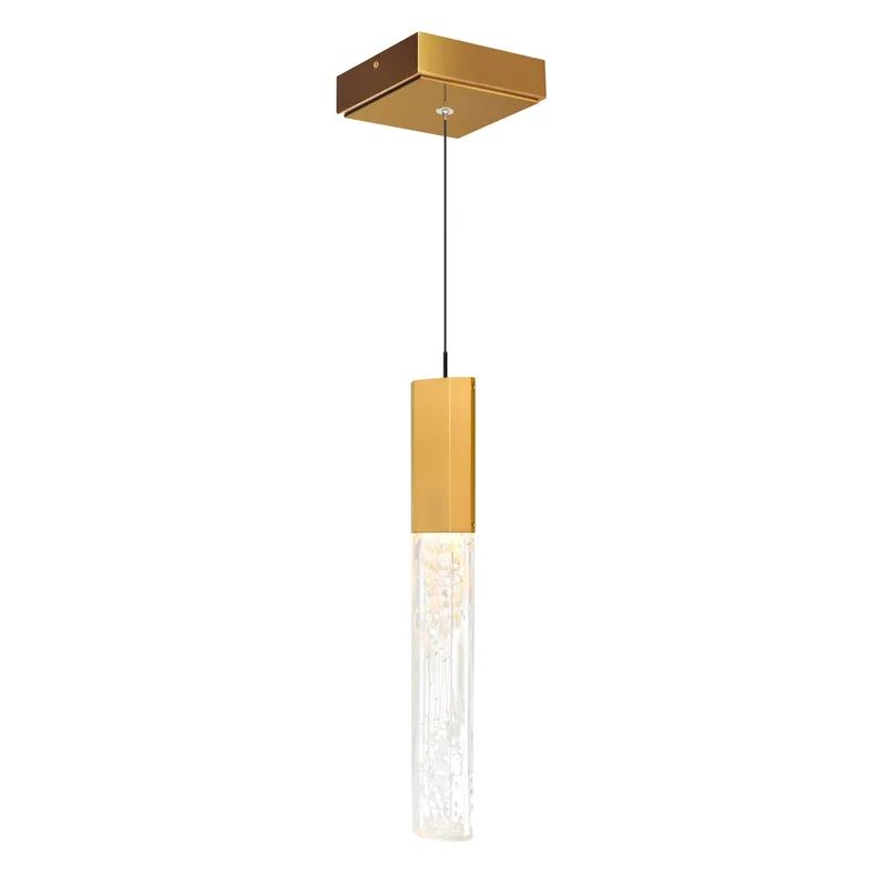 Greta Integrated LED 5in Brass Mini Pendant with Handcrafted Glass — CWI Lighting LED Pendant Lights  