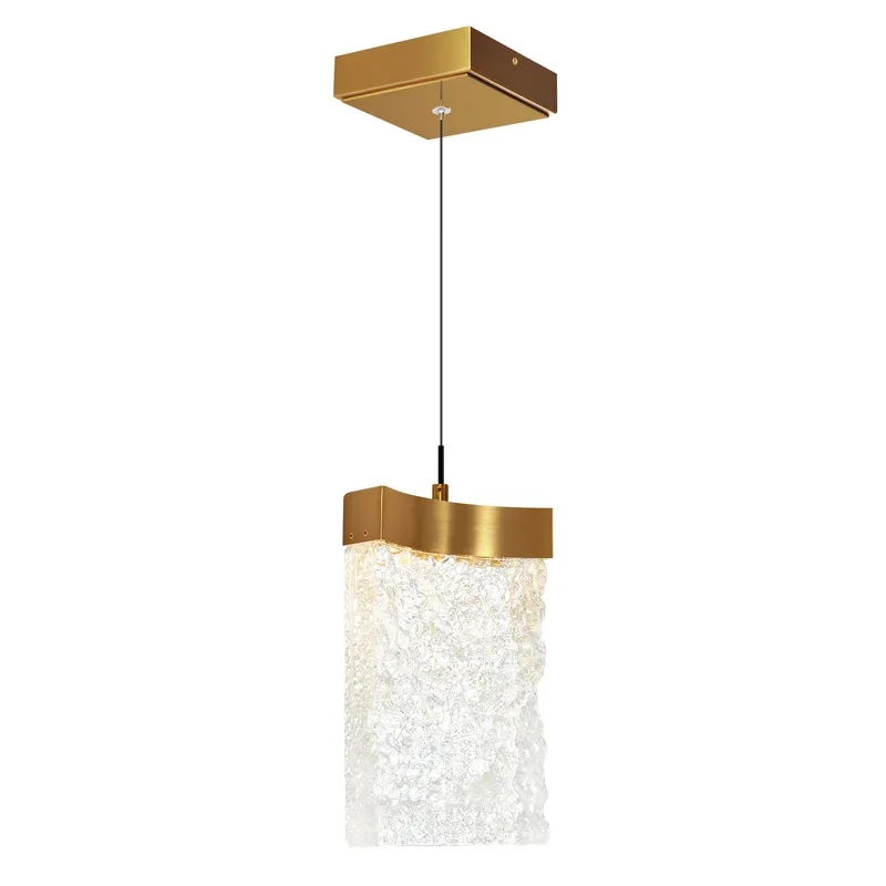 Lava Integrated LED 6in Brass Mini Pendant with Handcrafted Glass — CWI Lighting LED Pendant Lights  