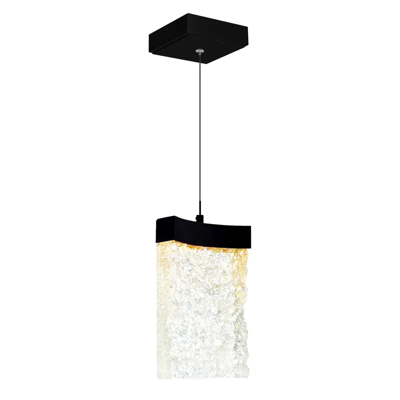 Lava Integrated LED 6in Black Mini Pendant with Handcrafted Glass — CWI Lighting LED Pendant Lights  