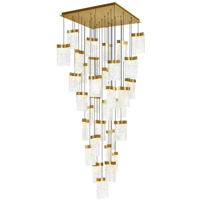 Lava Integrated LED 36in Brass Chandelier with Handcrafted Glass — CWI Lighting LED Pendant Lights  
