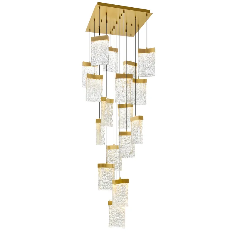 Lava Integrated LED 24in Brass Chandelier with Handcrafted Glass — CWI Lighting LED Pendant Lights  