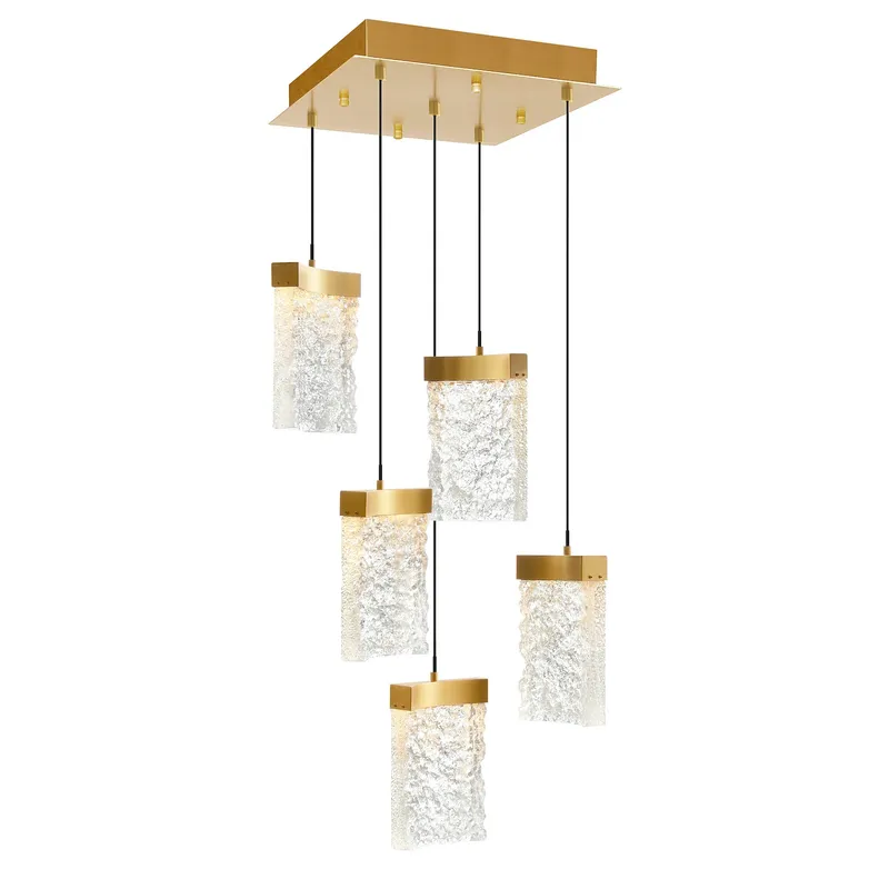 Lava Integrated LED 12in Brass Mini Pendant with Handcrafted Glass — CWI Lighting LED Pendant Lights  
