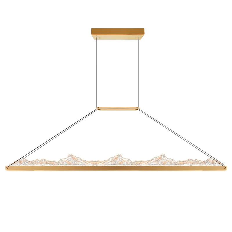 Himalayas Integrated LED 62in Brass Chandelier with Handcrafted Glass — CWI Lighting LED Pendant Lights  