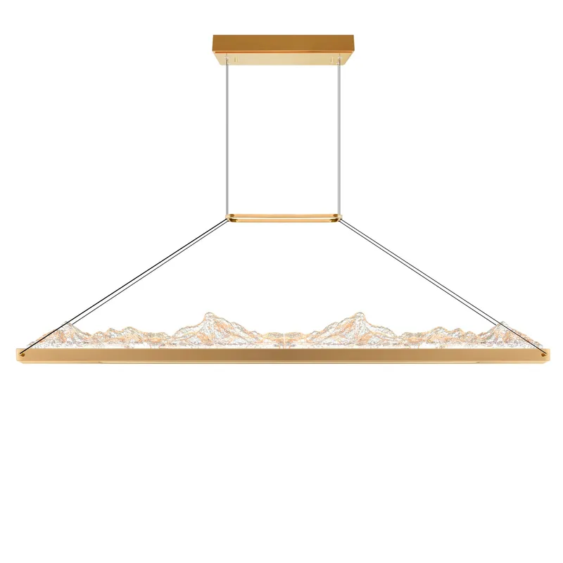 Himalayas Integrated LED 48in Brass Chandelier with Handcrafted Glass — CWI Lighting LED Pendant Lights  