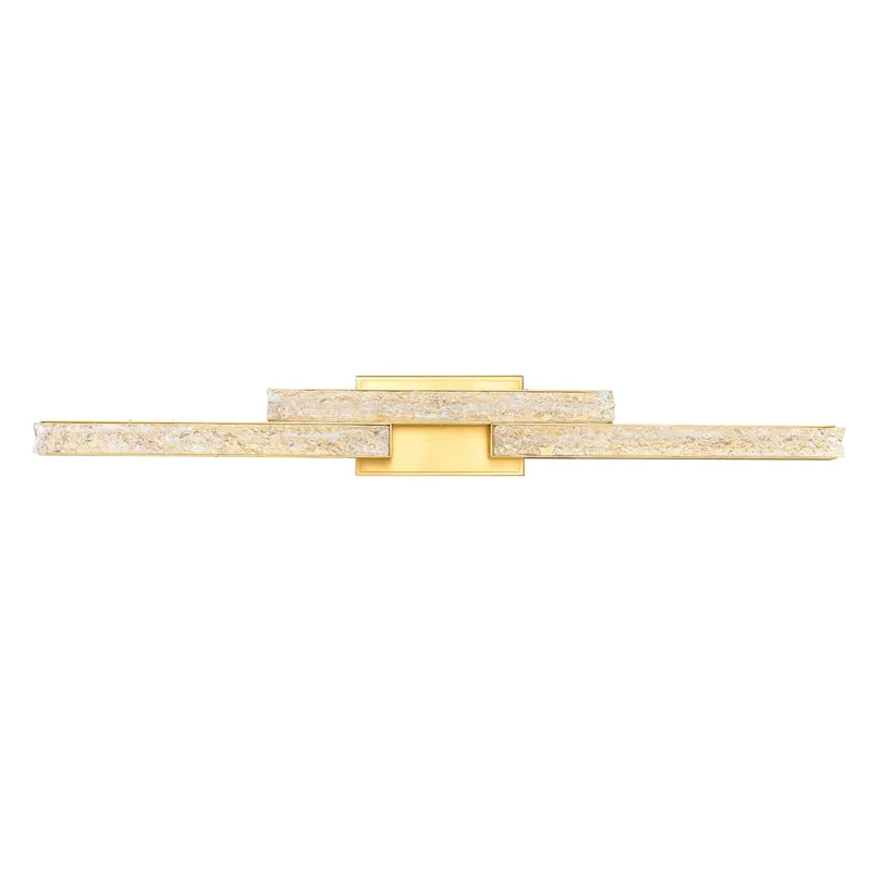 Stagger Integrated LED 36in Brass Vanity Light with Handcrafted Glass — CWI Lighting LED Wall Lights  
