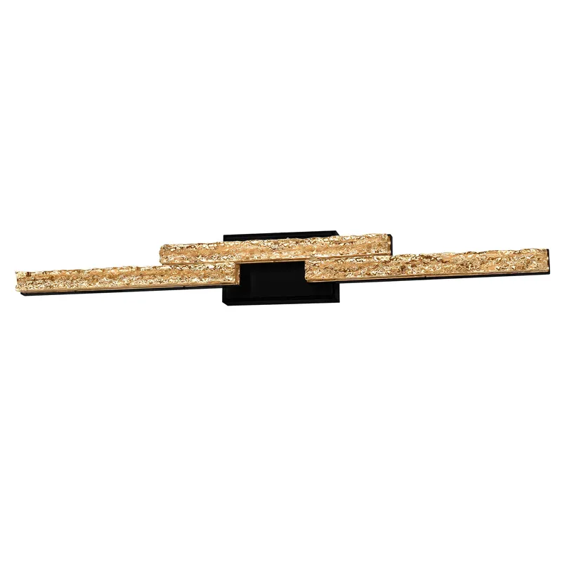 Stagger Integrated LED 36in Black Vanity Light with Handcrafted Glass — CWI Lighting LED Wall Lights  
