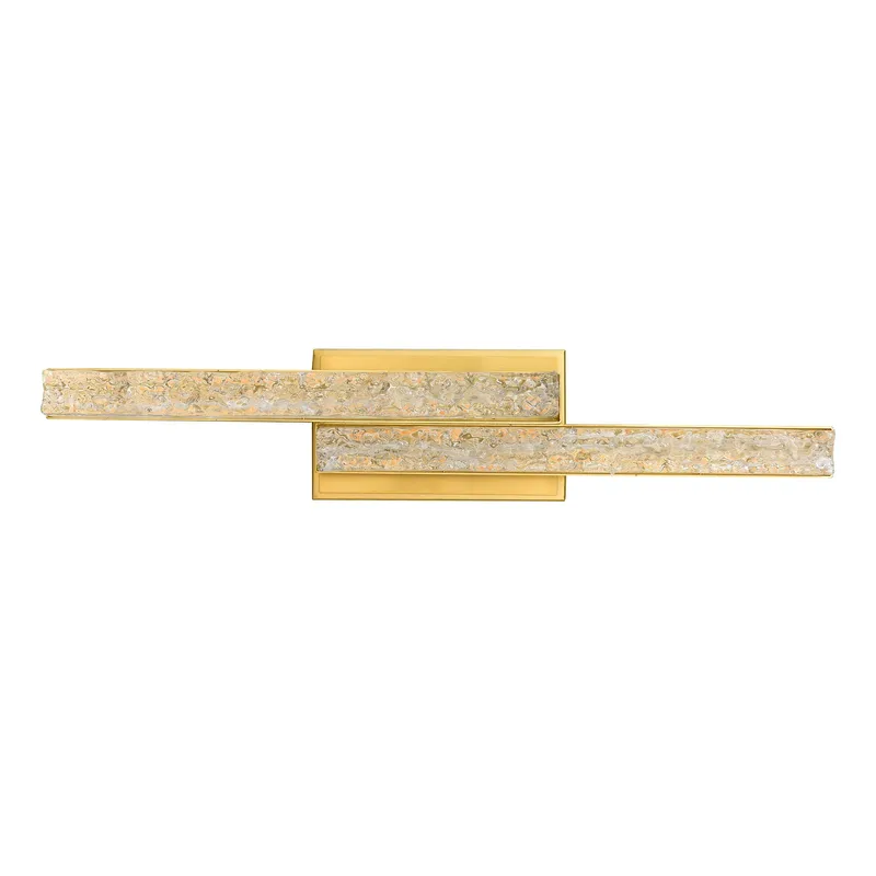 Stagger Integrated LED 24in Brass Vanity Light with Handcrafted Glass — CWI Lighting LED Wall Lights  