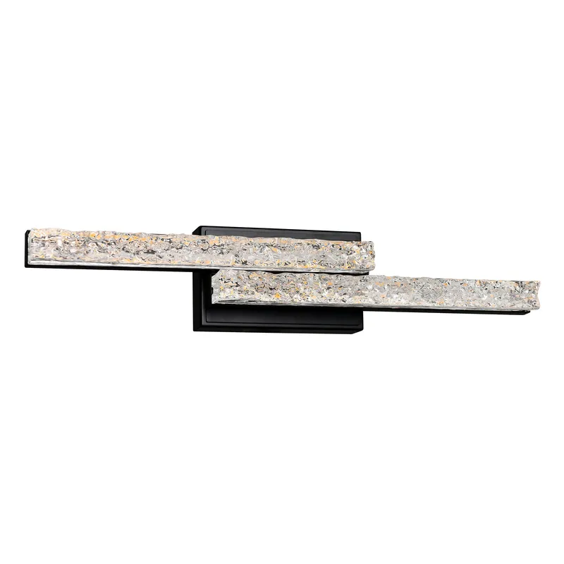 Stagger Integrated LED 24in Black Vanity Light with Handcrafted Glass — CWI Lighting LED Wall Lights  