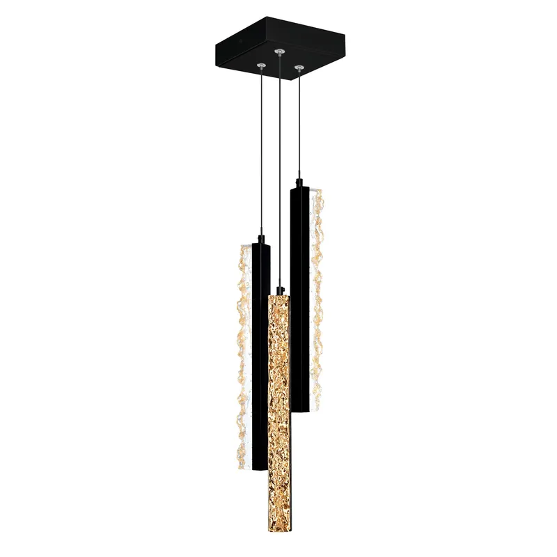 Stagger Integrated LED 6in Black Mini Pendant with Handcrafted Glass — CWI Lighting LED Pendant Lights  