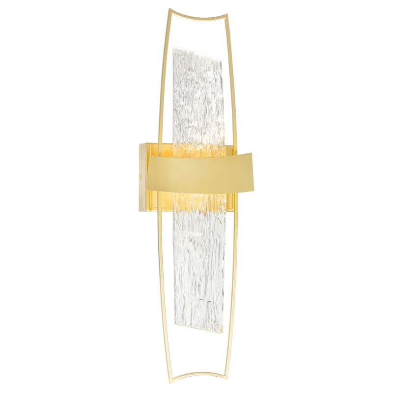 Guadiana Integrated LED 8in Satin Gold Wall Light with Handcrafted Glass — CWI Lighting LED Wall Lights  