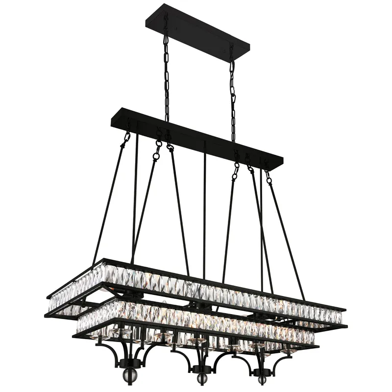 Shalia 20 Light Island Chandelier With Black Finish — CWI Lighting LED Pendant Lights  