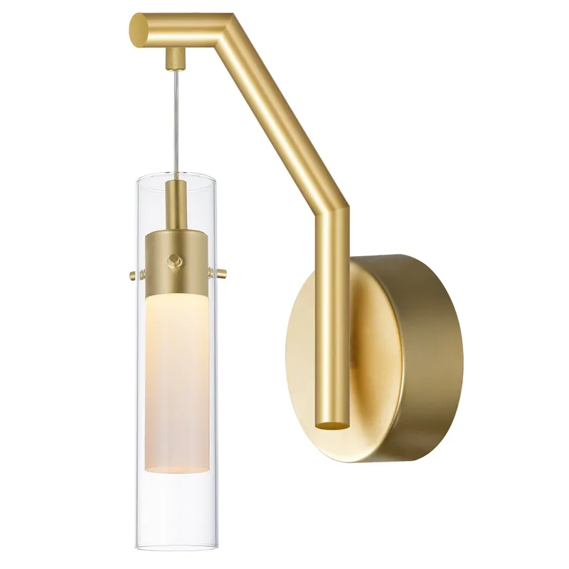 Olinda Integrated LED 5in Satin Gold Wall Light — CWI Lighting LED Wall Lights  