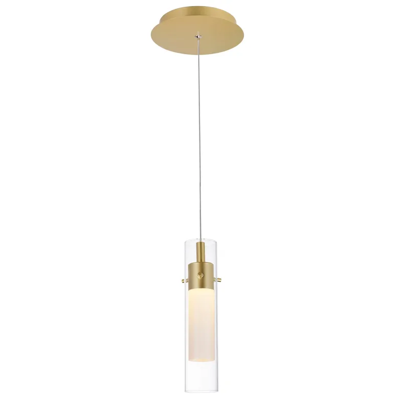 Olinda Integrated LED 5in Satin Gold Mini Pendant — CWI Lighting LED Pendant Lights  