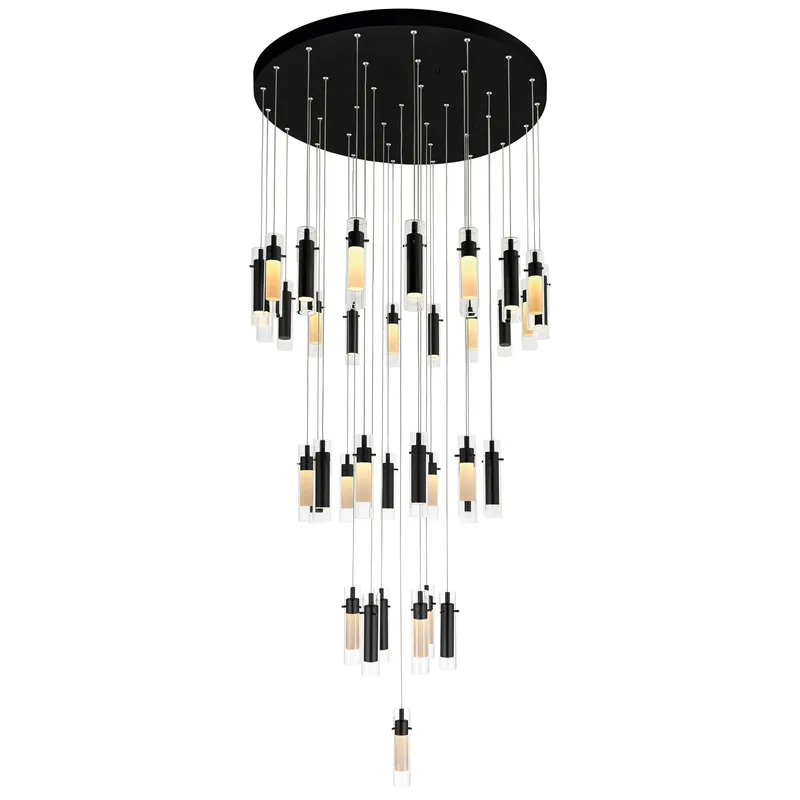 Olinda Integrated LED 33in Black Chandelier — CWI Lighting LED Pendant Lights  
