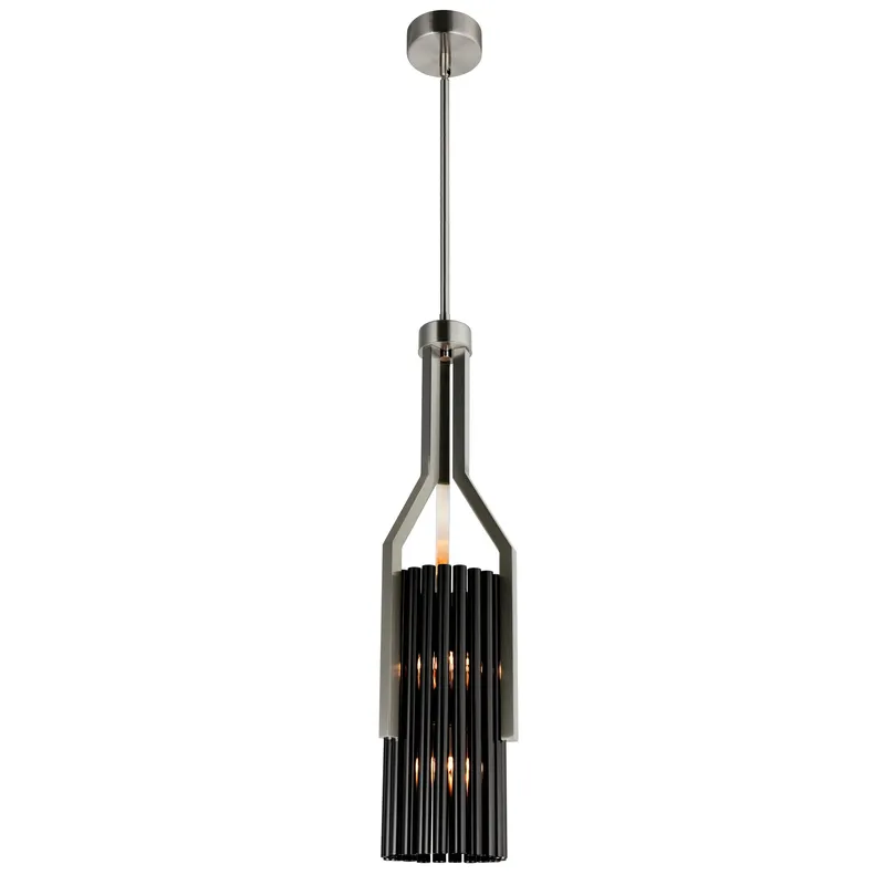 Fermont 6 Light Satin Nickel and Pearl Black Mini Pendant — CWI Lighting LED Pendant Lights  