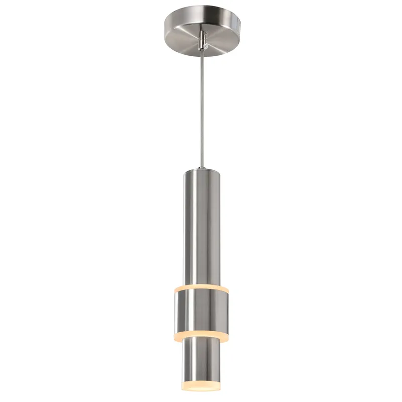 Lena Integrated LED 5in Satin Nickel Mini Pendant — CWI Lighting LED Pendant Lights  
