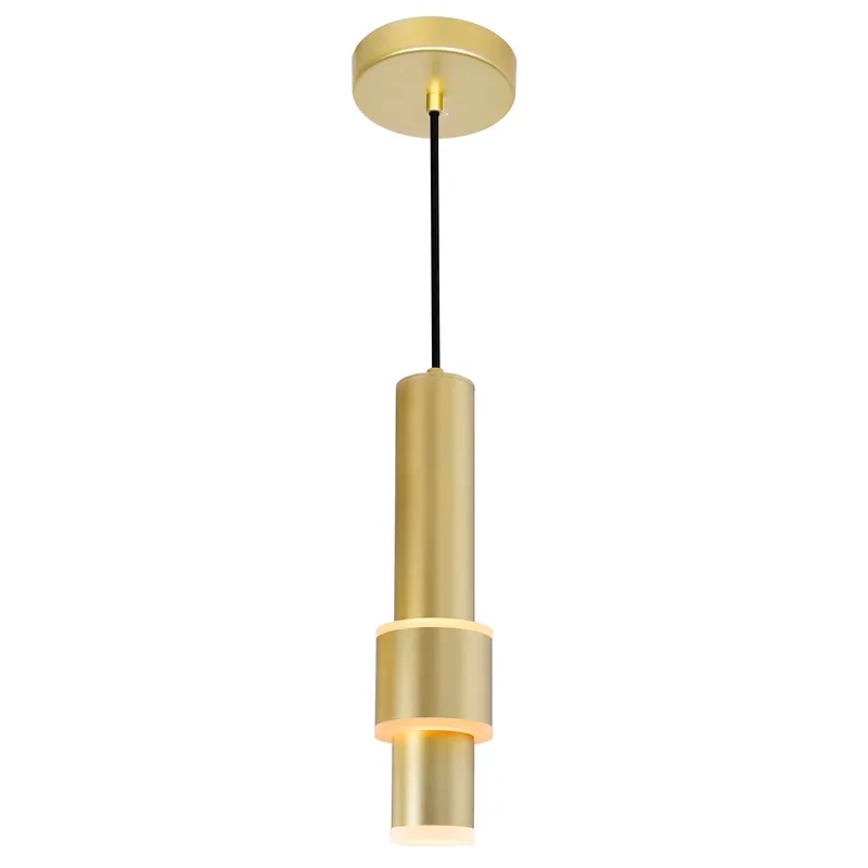 Lena Integrated LED 5in Satin Gold Mini Pendant — CWI Lighting LED Pendant Lights  