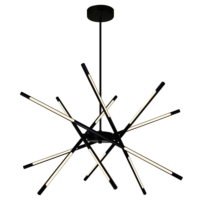 Oskil Integrated LED 31in Black Chandelier — CWI Lighting LED Pendant Lights  