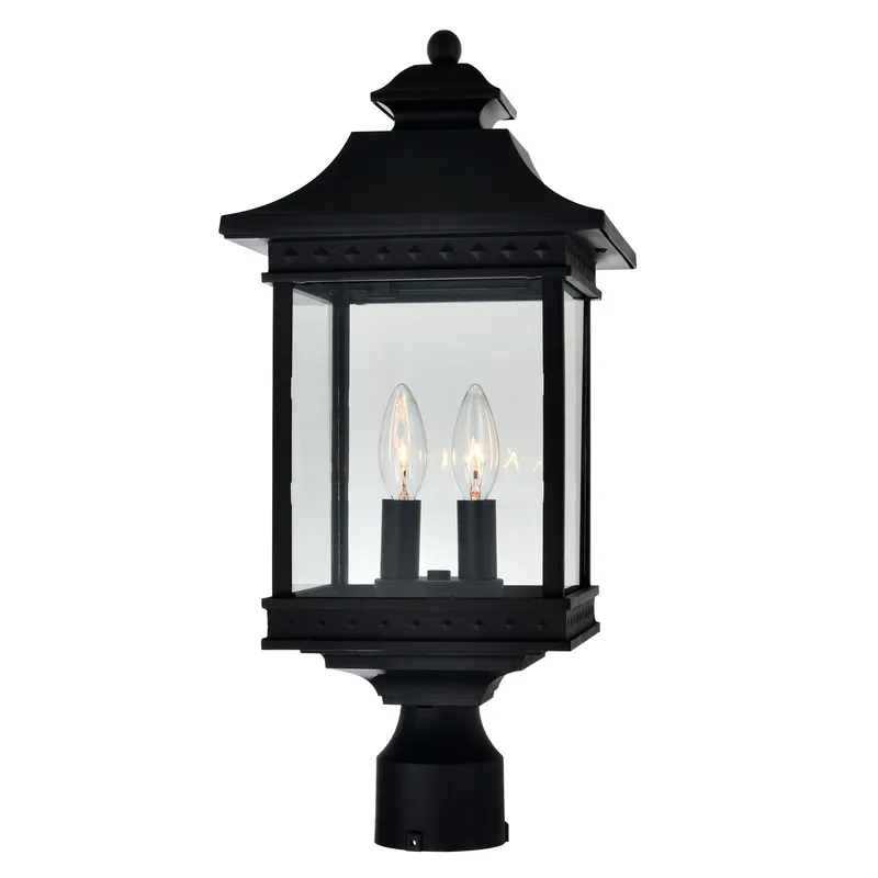 Cleveland 2 Light Black Outdoor Lantern Head — CWI Lighting LED Bollards & Pathway Lights  