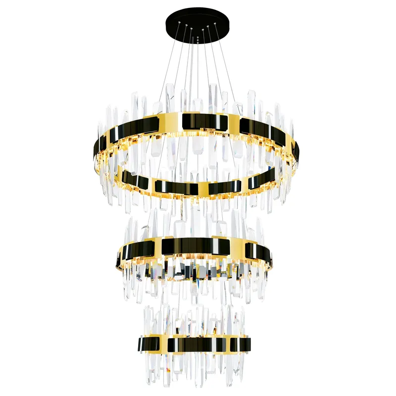 Aya 3-Tier Integrated LED 32in Pearl Black Chandelier — CWI Lighting LED Pendant Lights  