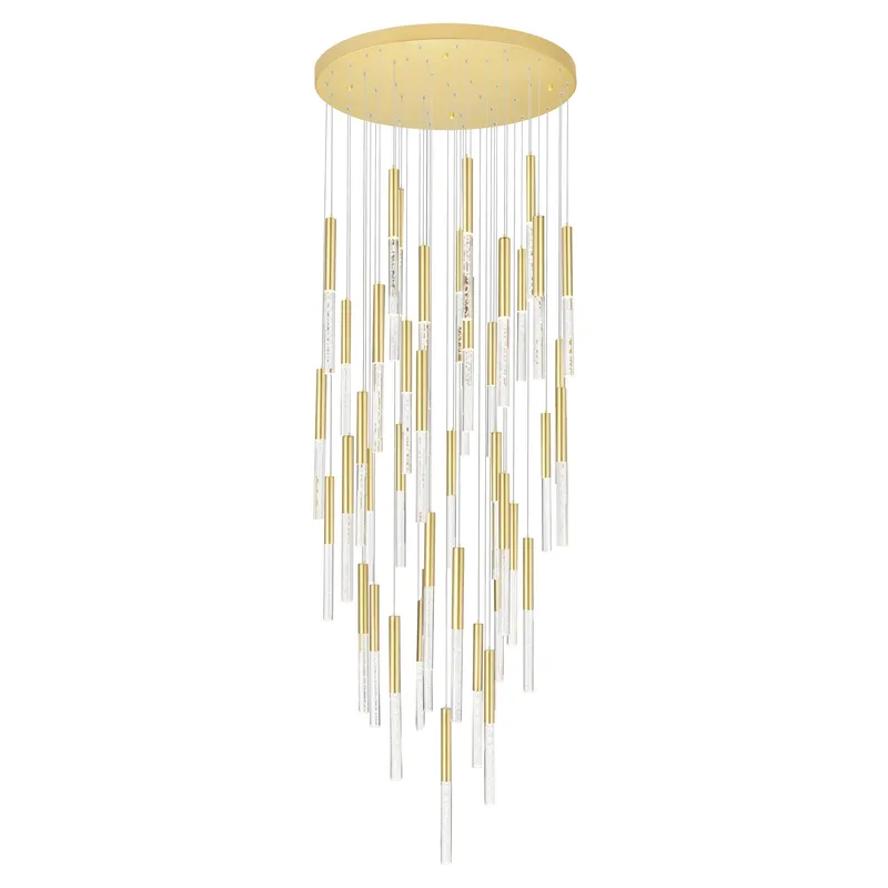 Dragonswatch Integrated LED 32in 45 Pendant Satin Gold Chandelier — CWI Lighting LED Pendant Lights  