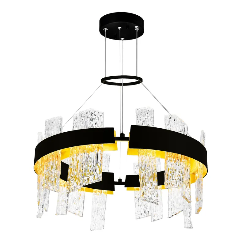 Guadiana Integrated LED 24in Black Chandelier with Handcrafted Glass — CWI Lighting LED Pendant Lights  