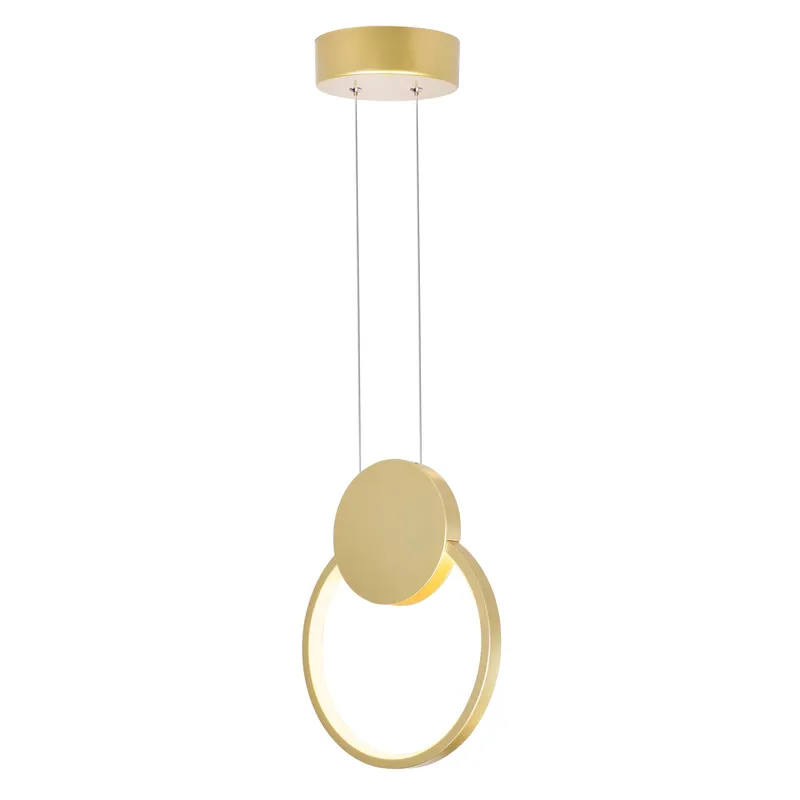 Pulley Integrated LED 8in Satin Gold Mini Pendant — CWI Lighting LED Pendant Lights  