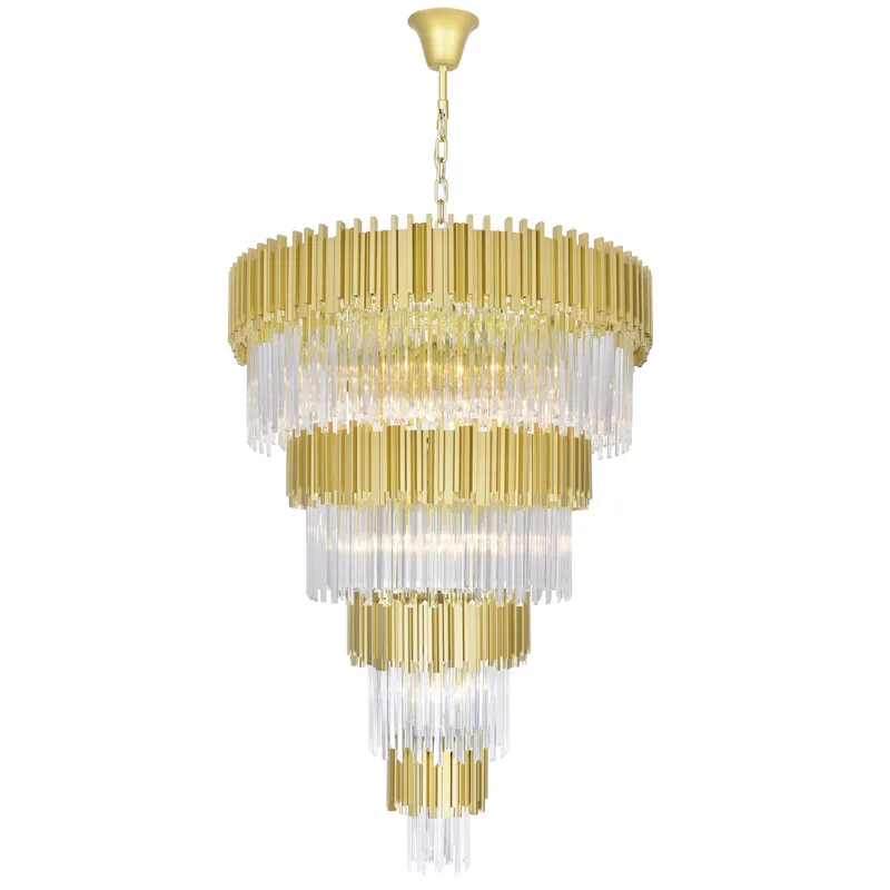 Deco 34 Light Medallion Gold Down Chandelier — CWI Lighting LED Pendant Lights  