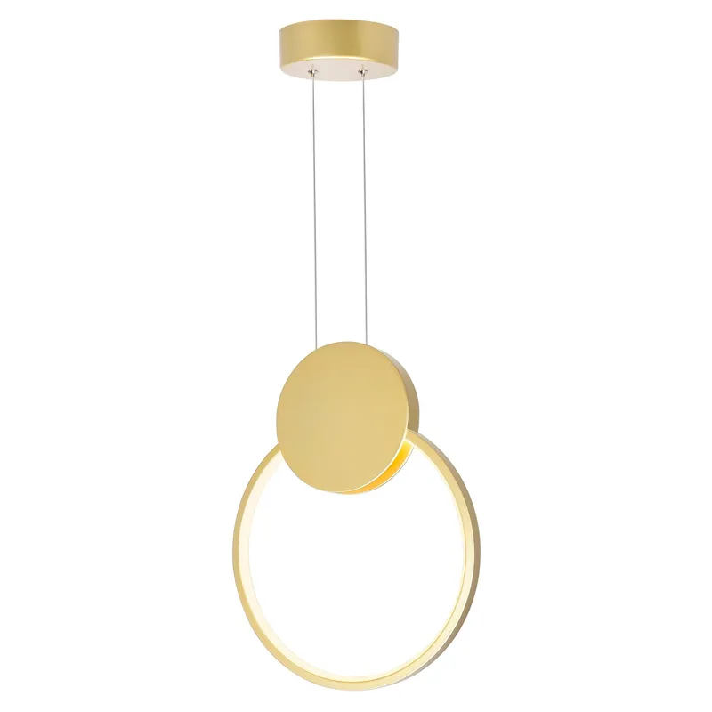 Pulley Integrated LED 12in Satin Gold Mini Pendant — CWI Lighting LED Pendant Lights  
