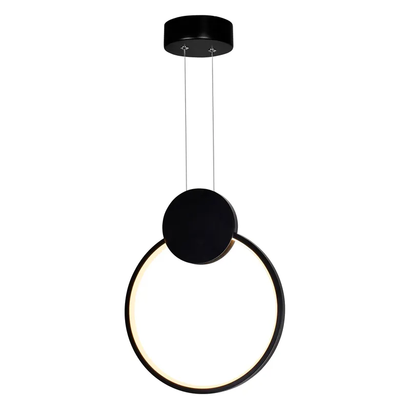 Pulley Integrated LED 12in Black Mini Pendant — CWI Lighting LED Pendant Lights  