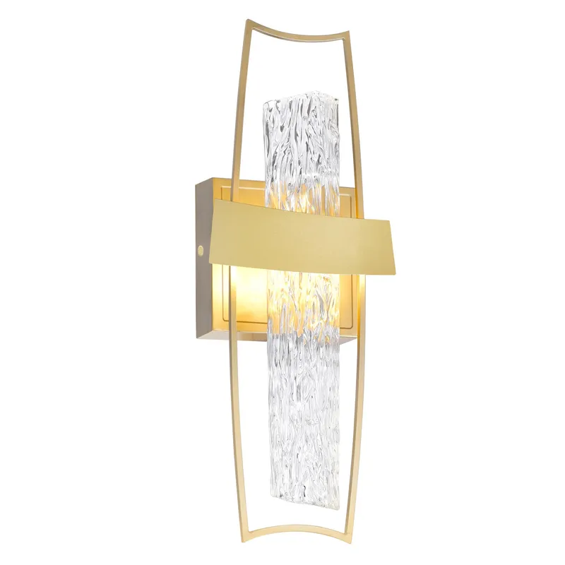 Guadiana Integrated LED 5in Satin Gold Wall Light with Handcrafted Glass — CWI Lighting LED Wall Lights  