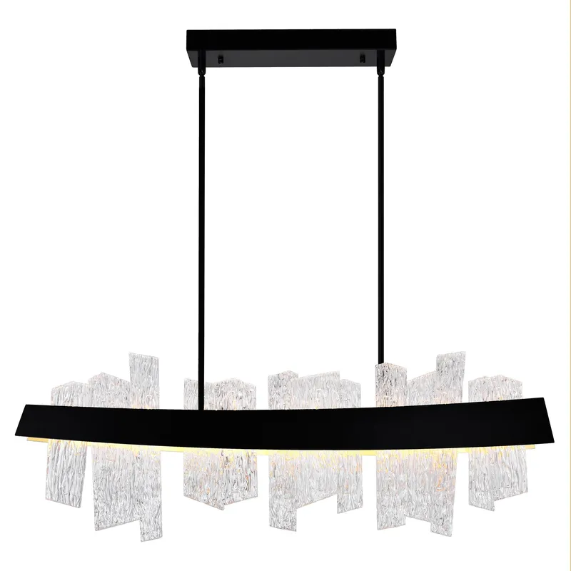 Guadiana Integrated LED 39in Black Chandelier with Handcrafted Glass — CWI Lighting LED Pendant Lights  