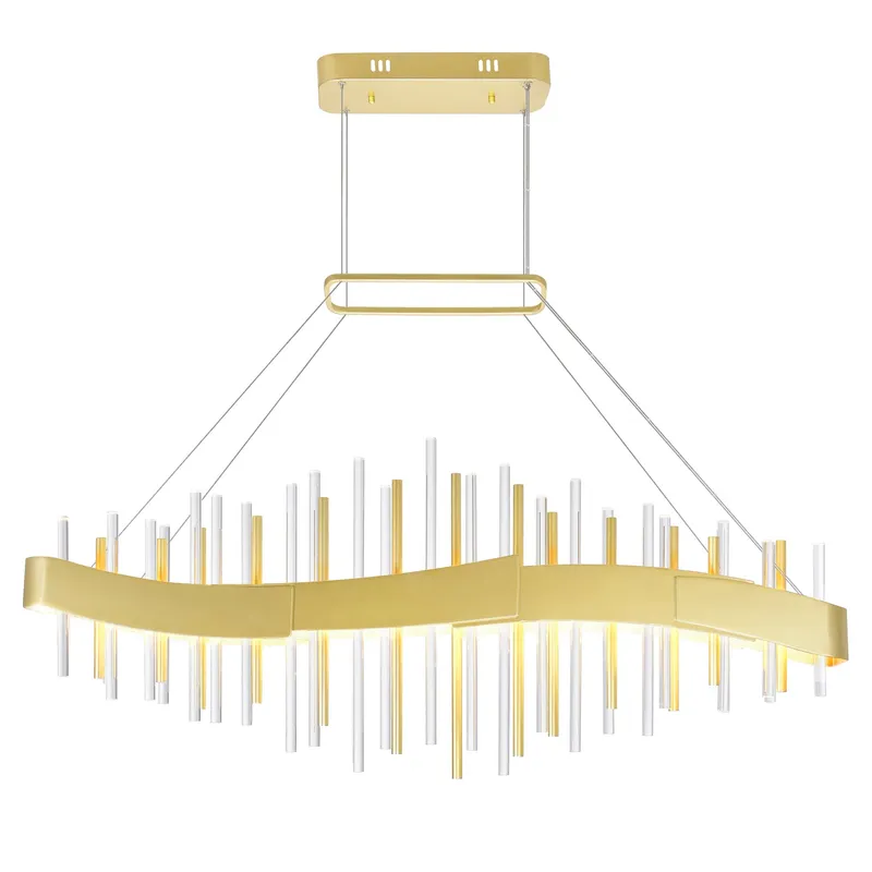 Millipede Integrated LED 40in Satin Gold Chandelier — CWI Lighting LED Pendant Lights  