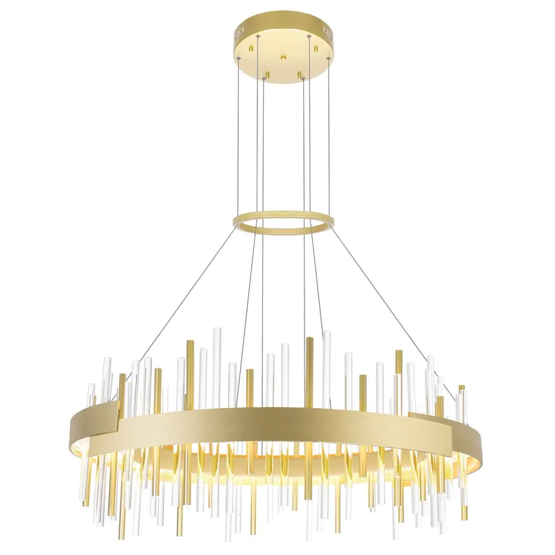 Millipede Integrated LED 32in Satin Gold Chandelier — CWI Lighting LED Pendant Lights  