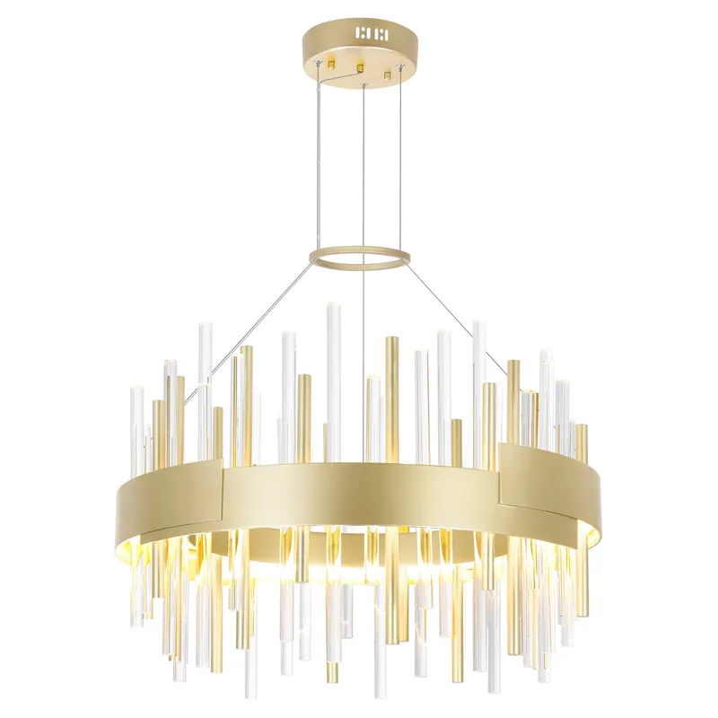 Millipede Integrated LED 20in Satin Gold Chandelier — CWI Lighting LED Pendant Lights  