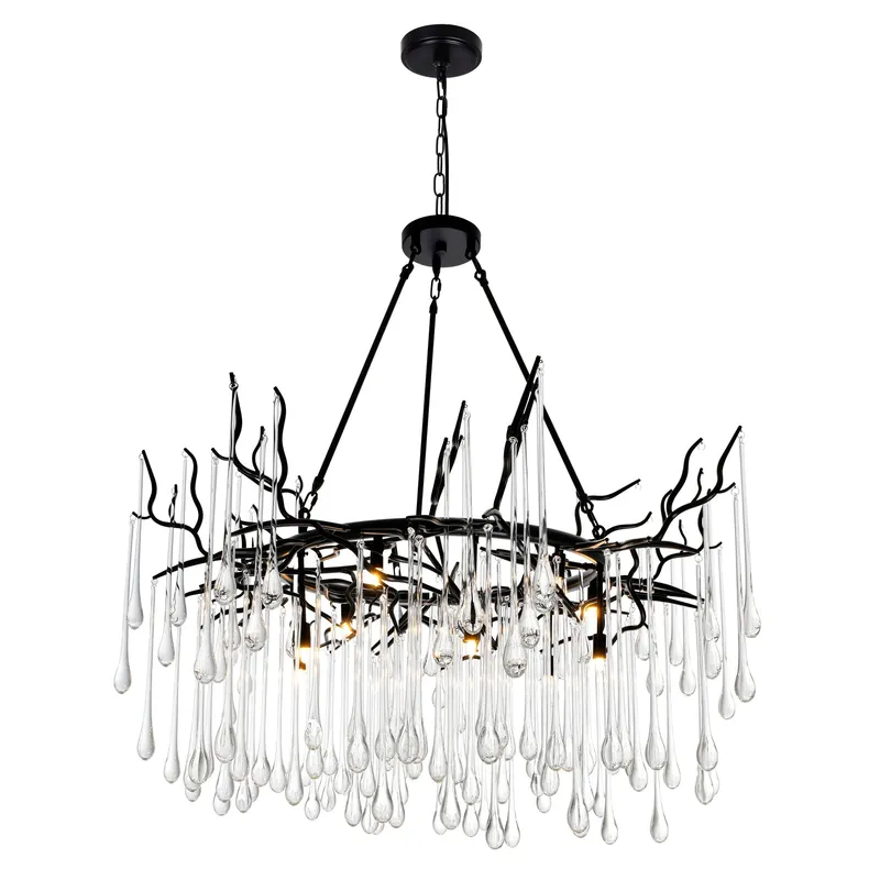 Anita 12 Light Black Chandelier — CWI Lighting LED Pendant Lights  