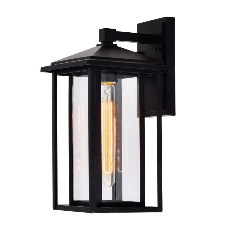 Crawford 1 Light 7in Black Outdoor Wall Light — CWI Lighting LED Wall Lights  