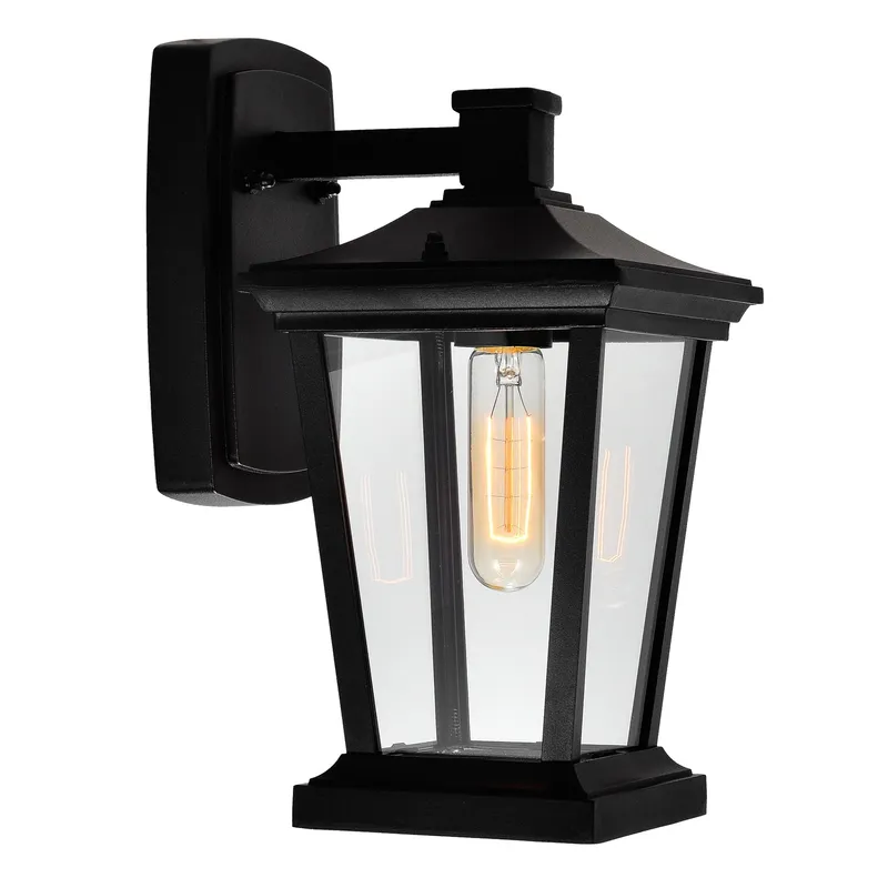 Leawood 1 Light 7in Black Outdoor Wall Light — CWI Lighting LED Wall Lights  